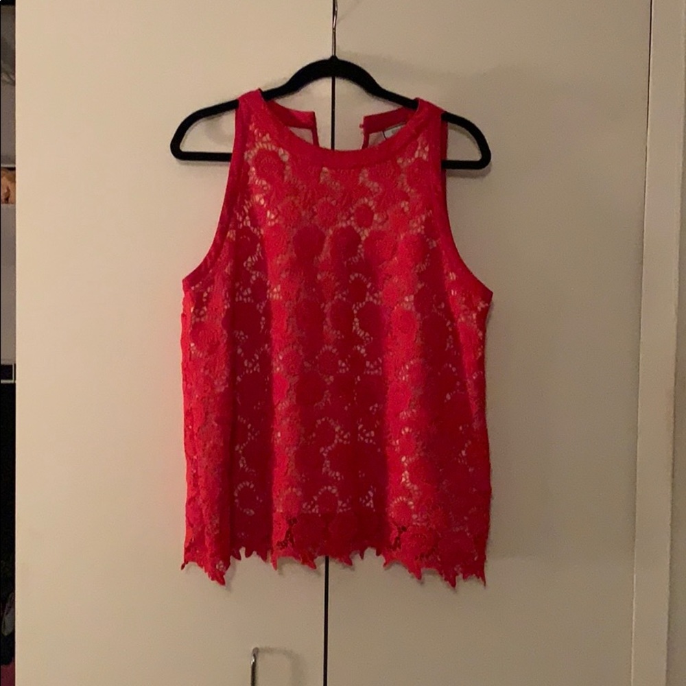 Red lace (nude lined) tank top